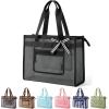 image:imageBAGSMART Mesh Beach Bag with Zipper Pocket Large Beach Tote Bags for Women  for 40 oz Bottle Removable Ribbon Bow Sandproof amp Washable Cruise Essentials for Swim Pool Gym Vacation Travel BagBlack