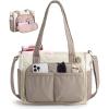 image:imageBAGSMART Tote Bag for Women Work Puffy Travel Tote Handbag Gift for Teacher amp Nurse  Medium13 laptop w 30oz cup holder Large156 laptop w 40oz cup holder For campus work mothers day giftsClatte Brown