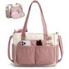 image:imageBAGSMART Tote Bag for Women Work Puffy Travel Tote Handbag Gift for Teacher amp Nurse  Medium13 laptop w 30oz cup holder Large156 laptop w 40oz cup holder For campus work mothers day giftsEdark Pink