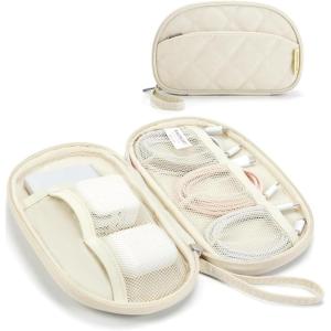 image:imageBAGSMART Electronics Organizer Travel Case Cord Organizer for Women Travel Cable Bag BlackSingle Layer Beige