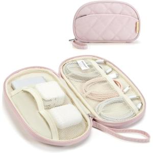 image:imageBAGSMART Electronics Organizer Travel Case Cord Organizer for Women Travel Cable Bag BlackSingle Layer Pink
