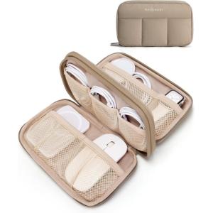image:imageBAGSMART Electronics Organizer Travel Case Cord Storage for Chargers Cables Phones Compact Tech Accessories Pouch BeigeKhaki