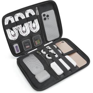 image:imageBAGSMART Electronics Travel Organizer Case for 102 Inch Tablets Tech Pouch Essentials for Power Bank SD Cards Cord and Cable Storage Bag BlackBlack