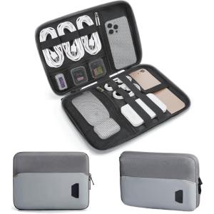 image:imageBAGSMART Electronics Travel Organizer Case for 102 Inch Tablets Tech Pouch Essentials for Power Bank SD Cards Cord and Cable Storage Bag BlackGrey