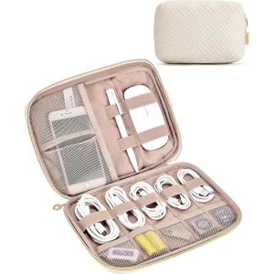 image:imageBAGSMART Large Electronics Organizer Travel Case Travel Essentials Cord Organizer Travel Cable Organizer Bag Travel Accessories for Women PinkCBeige
