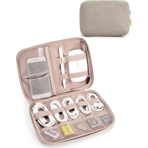 image:imageBAGSMART Large Electronics Organizer Travel Case Travel Essentials Cord Organizer Travel Cable Organizer Bag Travel Accessories for Women PinkFWarm Grey