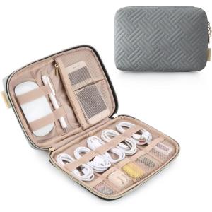 image:imageBAGSMART Large Electronics Organizer Travel Case Travel Essentials Cord Organizer Travel Cable Organizer Bag Travel Accessories for Women PinkGGrey