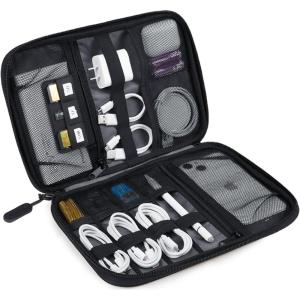 image:imageBAGSMART Large Electronics Travel Organizer Case Tech Accessories Cord Storage Bag for Phone Power Bank SD Card Cables BlackBlack
