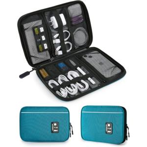 image:imageBAGSMART Large Electronics Travel Organizer Case Tech Accessories Cord Storage Bag for Phone Power Bank SD Card Cables BlackBlue