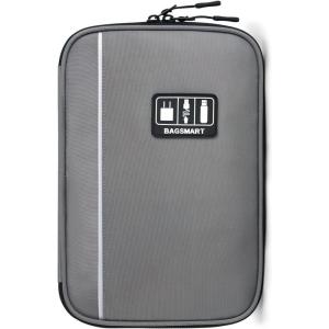 image:imageBAGSMART Large Electronics Travel Organizer Case Tech Accessories Cord Storage Bag for Phone Power Bank SD Card Cables BlackGrey