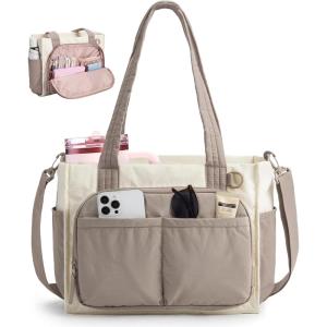 image:imageBAGSMART Tote Bag for Women Work Puffy Travel Tote Handbag Gift for Teacher amp Nurse  Medium13 laptop w 30oz cup holder Large156 laptop w 40oz cup holder For campus work mothers day giftsClatte Brown