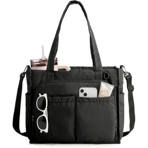 image:imageBAGSMART Tote Bag for Women Work Puffy Travel Tote Handbag Gift for Teacher amp Nurse  Medium13 laptop w 30oz cup holder Large156 laptop w 40oz cup holder For campus work mothers day giftsFjet Black