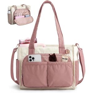 image:imageBAGSMART Tote Bag for Women Work Puffy Travel Tote Handbag Gift for Teacher amp Nurse  Medium13 laptop w 30oz cup holder Large156 laptop w 40oz cup holder For campus work mothers day giftsEdark Pink