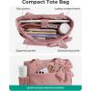 image:imageBAGAMSRT Crush Bow Tote Bag for Women Large Work Tote with 40oz Tumbler Puffer Travel Tote Bag for Work Yoga Gym  For Mom Diaper Large Capacity Everyday Bag Mothers day giftsBaby Pink
