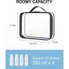 image:imageBAGSMART Clear Toiletry Bag TSA Approved Travel Toiletry Bag Carry On Travel Accessories Bag Airport Airline Quart Size Bags waterresistant Makeup Bag for WomenBasic Blackwith handle180 open