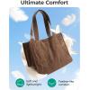 image:imageBAGSMART Corduroy Beach Tote Bag for Women TravelWork Small Crossbody Bag for TeacherNurse  12L fits 14 laptop 40oz tumbler holder 5L fits Kindle w zipper pockets For work travel mothers day giftsCamel