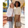 image:imageBAGSMART Corduroy Beach Tote Bag for Women TravelWork Small Crossbody Bag for TeacherNurse  12L fits 14 laptop 40oz tumbler holder 5L fits Kindle w zipper pockets For work travel mothers day giftsBeige