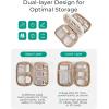 image:imageBAGSMART Electronics Organizer Travel Case Cord Organizer for Women Travel Cable Bag BeigeADouble Layer Beige