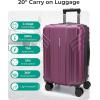 image:imageBAGSMART Expandable Carry On Luggage 22x14x9 Airline Approved 1OO PC Lightweight Hard Shell Suitcase 20 Inch Travel Luggage with Spinner Wheels Waterproof Rolling Suitcase BlackPurplish Red