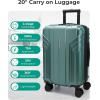 image:imageBAGSMART Expandable Carry On Luggage 22x14x9 Airline Approved 1OO PC Lightweight Hard Shell Suitcase 20 Inch Travel Luggage with Spinner Wheels Waterproof Rolling Suitcase BlackOlive Green