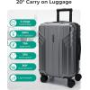 image:imageBAGSMART Expandable Carry On Luggage 22x14x9 Airline Approved 1OO PC Lightweight Hard Shell Suitcase 20 Inch Travel Luggage with Spinner Wheels Waterproof Rolling Suitcase BlackGray