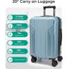 image:imageBAGSMART Expandable Carry On Luggage 22x14x9 Airline Approved 1OO PC Lightweight Hard Shell Suitcase 20 Inch Travel Luggage with Spinner Wheels Waterproof Rolling Suitcase BlackAiry Blue