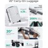image:imageBAGSMART Expandable Carry On Luggage 22x14x9 Airline Approved 1OO PC Lightweight Hard Shell Suitcase 20 Inch Travel Luggage with Spinner Wheels Waterproof Rolling Suitcase BlackSilver