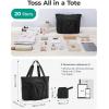 image:imageBAGSMART Foldable Tote Bag with Drawstring Bag Tote Bag Shoulder Bag Top Handle Handbag for Travel Work Beach GymFoldableblack