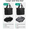 image:imageBAGSMART Foldable Tote Bag with Drawstring Bag Tote Bag Shoulder Bag Top Handle Handbag for Travel Work Beach GymFoldableblack