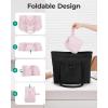 image:imageBAGSMART Foldable Tote Bag with Drawstring Bag Tote Bag Shoulder Bag Top Handle Handbag for Travel Work Beach GymFoldablepink