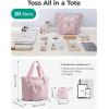 image:imageBAGSMART Foldable Tote Bag with Drawstring Bag Tote Bag Shoulder Bag Top Handle Handbag for Travel Work Beach GymFoldablepink