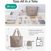 image:imageBAGSMART Foldable Tote Bag with Drawstring Bag Tote Bag Shoulder Bag Top Handle Handbag for Travel Work Beach GymGrayish Brown