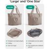 image:imageBAGSMART Foldable Tote Bag with Drawstring Bag Tote Bag Shoulder Bag Top Handle Handbag for Travel Work Beach GymGrayish Brown