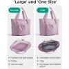 image:imageBAGSMART Foldable Tote Bag with Drawstring Bag Tote Bag Shoulder Bag Top Handle Handbag for Travel Work Beach GymPurple