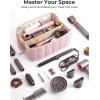 image:imageBAGSMART Hair Tool Organizer Travel Bag Compatible with Dyson Airwrap Shark Hair Dryer Wideopen Accessories Organizer with Heat Resistant Mat Makeup Bag for Dyson Attachments Curling Iron BrownBaby Pink