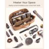 image:imageBAGSMART Hair Tool Organizer Travel Bag Compatible with Dyson Airwrap Shark Hair Dryer Wideopen Accessories Organizer with Heat Resistant Mat Makeup Bag for Dyson Attachments Curling Iron BrownBrownLeather