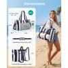 image:imageBAGSMART Large Beach Bag for Women Oversize Tote Bag for TravelSwim PoolSummer  3Ways to Carry Cruise Essentials Family Picnic Extralarge mom bag Sandproof zip open Mothers day giftsPink Stripe