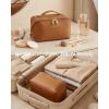 image:imageBAGSMART Makeup Bag Travel Cosmetic Bag Large Make Up Bag Flat Open Toiletry Bag for Women PU Leather Travel Essentials Organizer Case Wideopen Pouch Purse for Skincare Brushes Classic Brown15 Burgundy