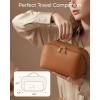 image:imageBAGSMART Makeup Bag Travel Cosmetic Bag Large Make Up Bag Flat Open Toiletry Bag for Women PU Leather Travel Essentials Organizer Case Wideopen Pouch Purse for Skincare Brushes Classic Brown16 Lilac