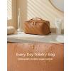 image:imageBAGSMART Makeup Bag Travel Cosmetic Bag Large Make Up Bag Flat Open Toiletry Bag for Women PU Leather Travel Essentials Organizer Case Wideopen Pouch Purse for Skincare Brushes Classic Brown04 Nude Pink