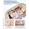 image:imageBAGSMART Makeup Bag Travel Toiletry Bag Puffy Padded Make Up Bags for Women Makeup Organizer Case Wideopen Pouch Purse Travel Essentials Toiletries Accessories Brushes Pink08Grey