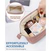 image:imageBAGSMART Makeup Bag Travel Toiletry Bag Puffy Padded Make Up Bags for Women Makeup Organizer Case Wideopen Pouch Purse Travel Essentials Toiletries Accessories Brushes Pink06Dark Pink