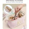 image:imageBAGSMART Makeup Bag Travel Toiletry Bag Puffy Padded Make Up Bags for Women Makeup Organizer Case Wideopen Pouch Purse Travel Essentials Toiletries Accessories Brushes Pink23Letter A