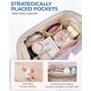 image:imageBAGSMART Makeup Bag Travel Toiletry Bag Puffy Padded Make Up Bags for Women Makeup Organizer Case Wideopen Pouch Purse Travel Essentials Toiletries Accessories Brushes Pink04Purple