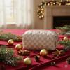 image:imageBAGSMART Makeup Bag Travel Toiletry Bag Puffy Padded Make Up Bags for Women Makeup Organizer Case Wideopen Pouch Purse Travel Essentials Toiletries Accessories Brushes Pink20Checkered Khaki