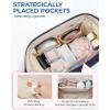 image:imageBAGSMART Makeup Bag Travel Toiletry Bag Puffy Padded Make Up Bags for Women Makeup Organizer Case Wideopen Pouch Purse Travel Essentials Toiletries Accessories Brushes Pink07Navy Blue