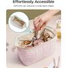 image:imageBAGSMART Makeup Bag Travel Toiletry Bag Puffy Padded Make Up Bags for Women Makeup Organizer Case Wideopen Pouch Purse Travel Essentials Toiletries Accessories Brushes Pink20Checkered Khaki