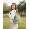 image:imageBAGSMART Mini Backpacks for Women Puffy Checkered Quilted Small Backpack with Pouch Lightweight Daypack Purse WaterResistant Bookbag for Daily Travel College 2in1 Set BlackSage Green