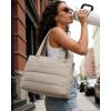 image:imageBAGSMART Mini Tote Bag for Women Puffer Quilted Crossbody Purses Zipper Closure for Work Travel College Coffee  6L Mini tote Ipad mini NA tumbler Small Crossbody Purse for women Teacher bag14lcamel