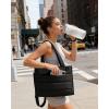 image:imageBAGSMART Mini Tote Bag for Women Puffer Quilted Crossbody Purses Zipper Closure for Work Travel College Coffee  6L Mini tote Ipad mini NA tumbler Small Crossbody Purse for women Teacher bag14lblack